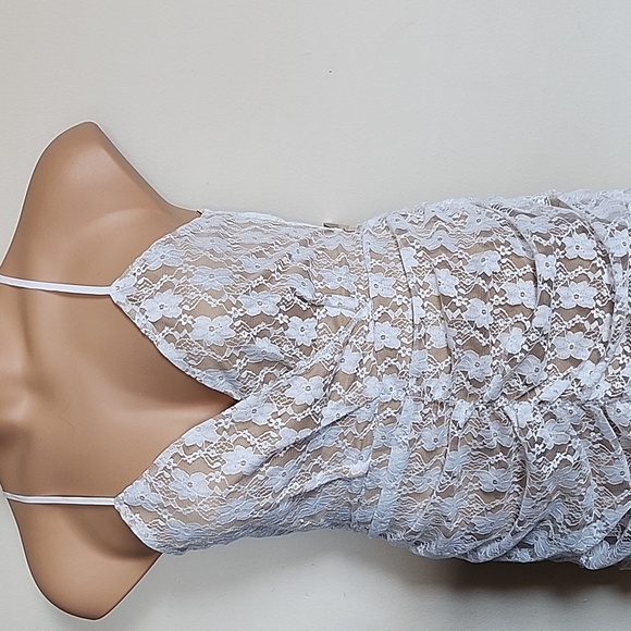 Lulus White Lace Ruched Mini dress - Picture 3 of 11